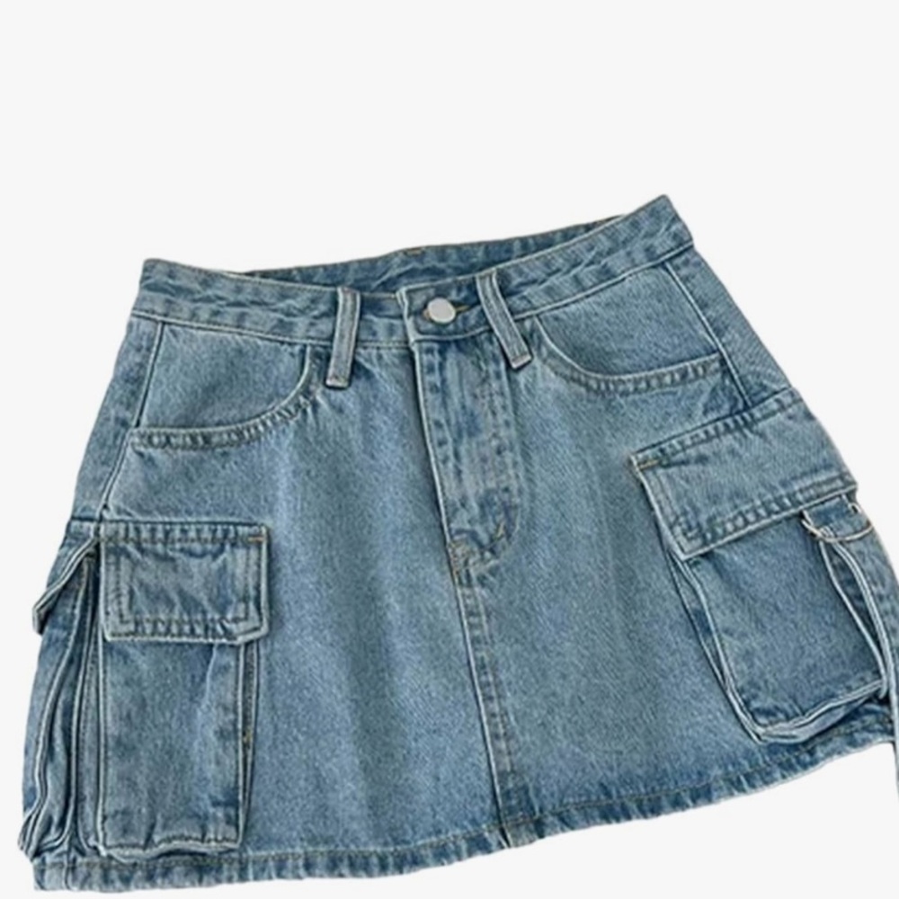 Denim Mini Skirt with Pockets